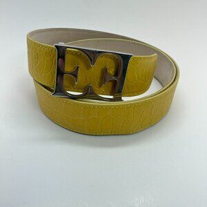 Escada Vintage Belt Women's Size 40 Textured Leather Yellow Made In Italy